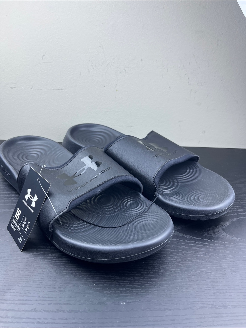 Under Armour Ignite Select Black Men's Size 18 Slide Sandals Logo Comfort